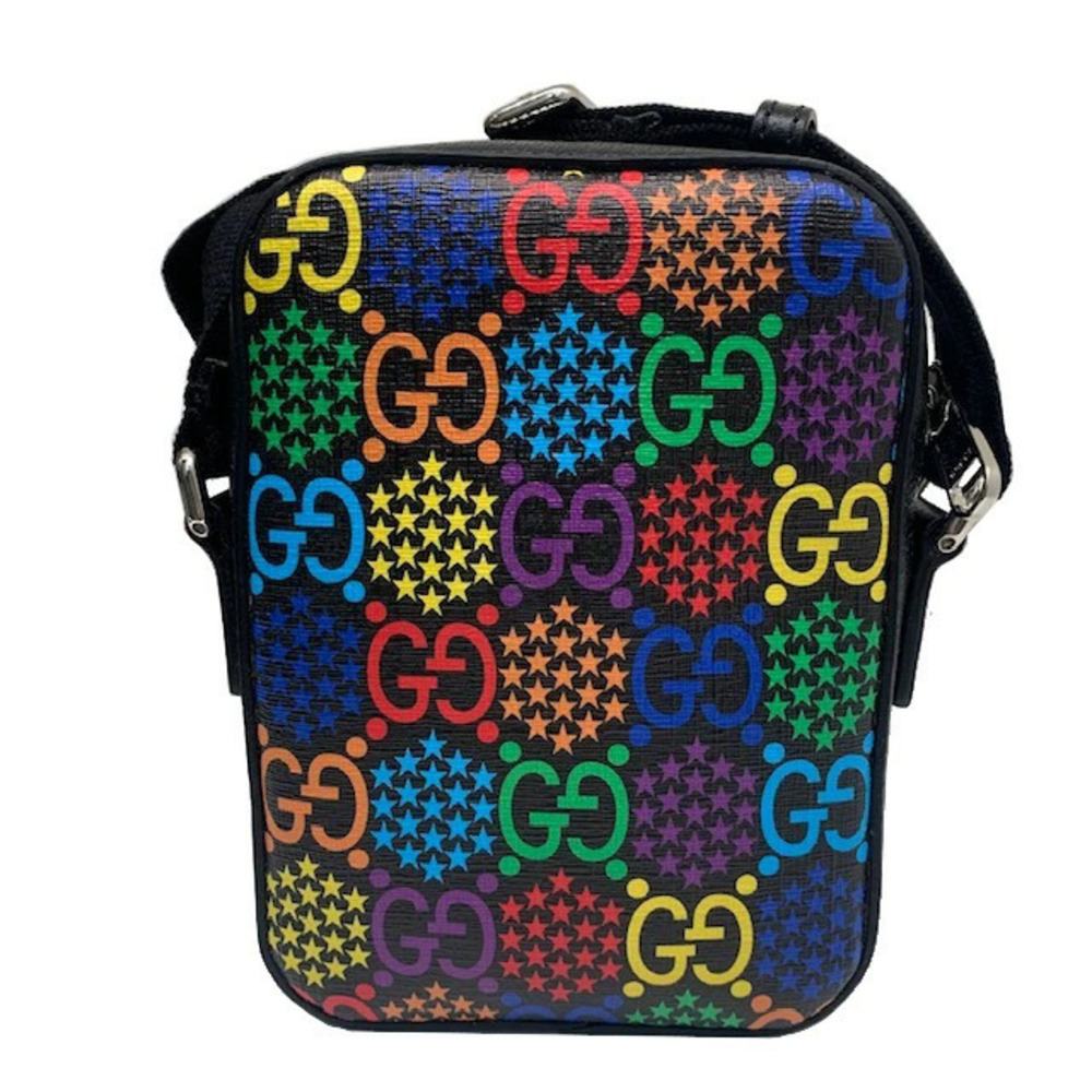 GUCCI Shoulder Bag GG Psychedelic Black Multicolor Leather Crossbody